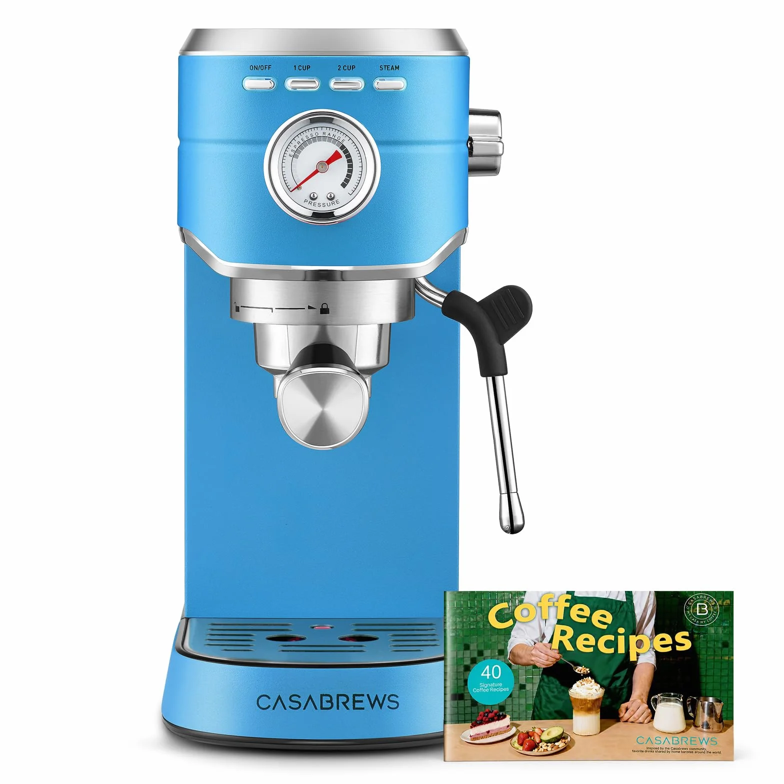CM5418 Espresso Machine, Espresso Coffee Maker with Milk Frother | Stainless Steel, 20-Bar Pump, Built-in Pressure Gauge, Powerful Steam Wand for Cappuccino Latte for Home, 34oz Water Tank