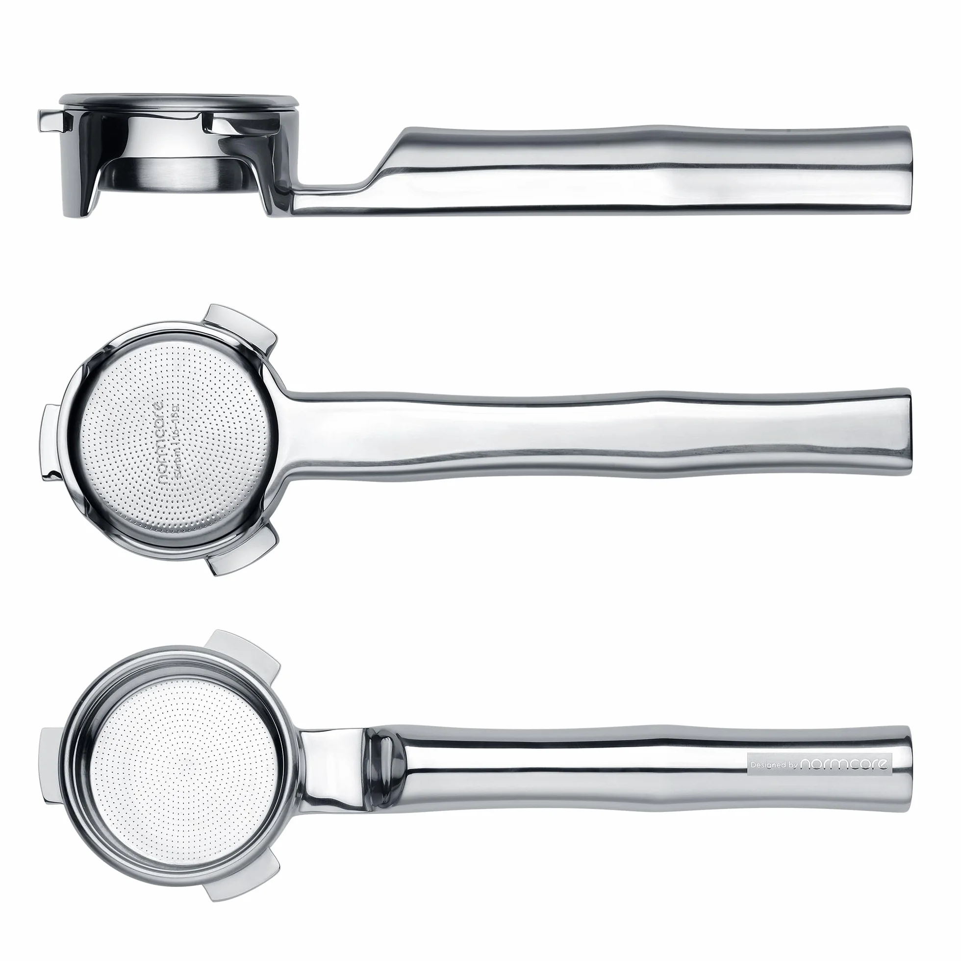 Normcore 54mm All Stainless Steel Bottomless Portafilter | Unibody Handle Design, 180° Lay-Flat Base, CNC-Machined Body, High Extraction Basket, Puck Screen Included, 200 Paper Filters