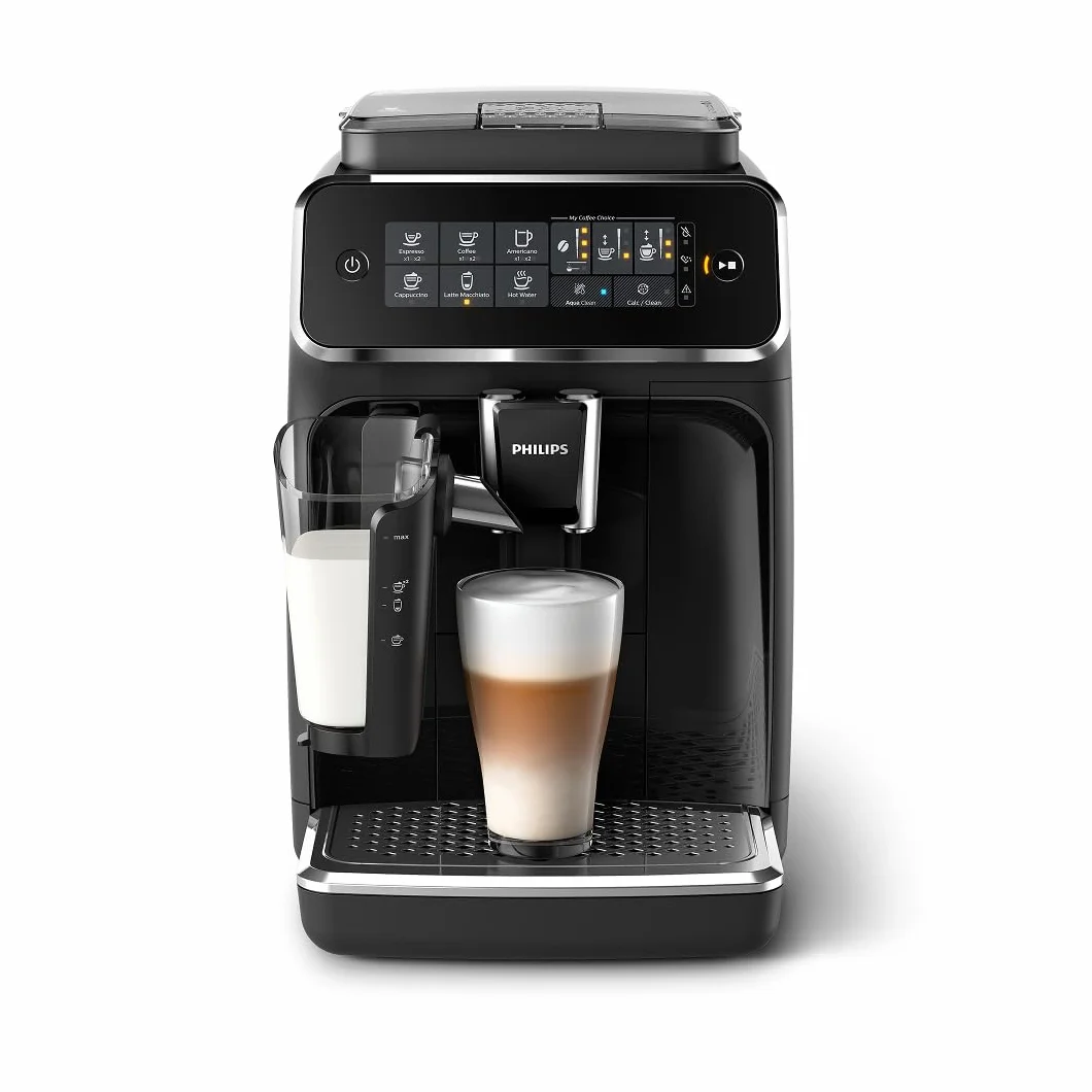 3200 Series Fully Automatic Espresso Machine, LatteGo Milk Frother, 5 Coffee Varieties, Intuitive Touch Display, 100% Ceramic Grinder, AquaClean Filter, My Coffee Choice, Black (EP3241/54)