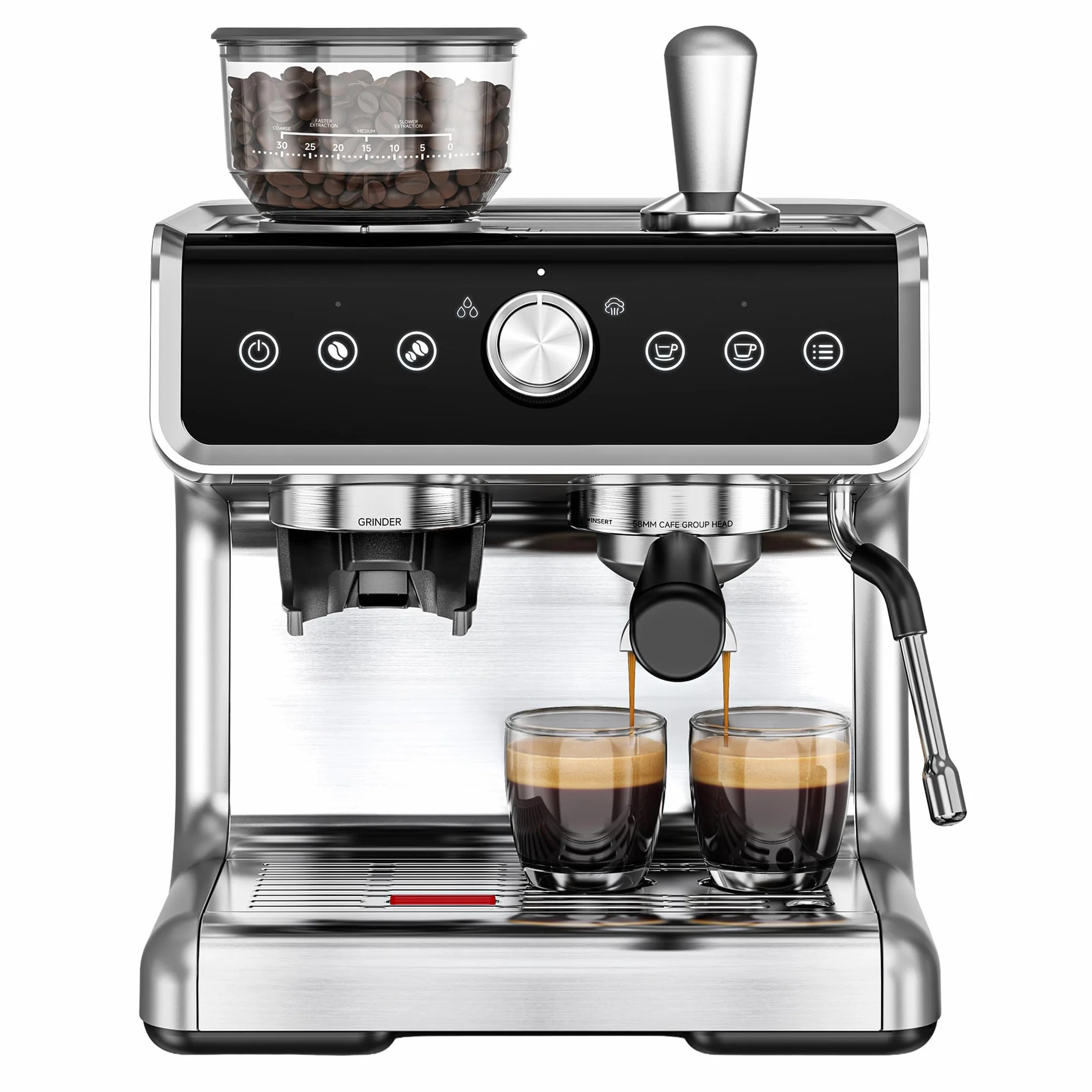 Espresso Machine with Grinder, 20 Bar Professional Espresso Coffee Maker for Home, with Milk Frother for Latte, Cappuccino & Barista-Style