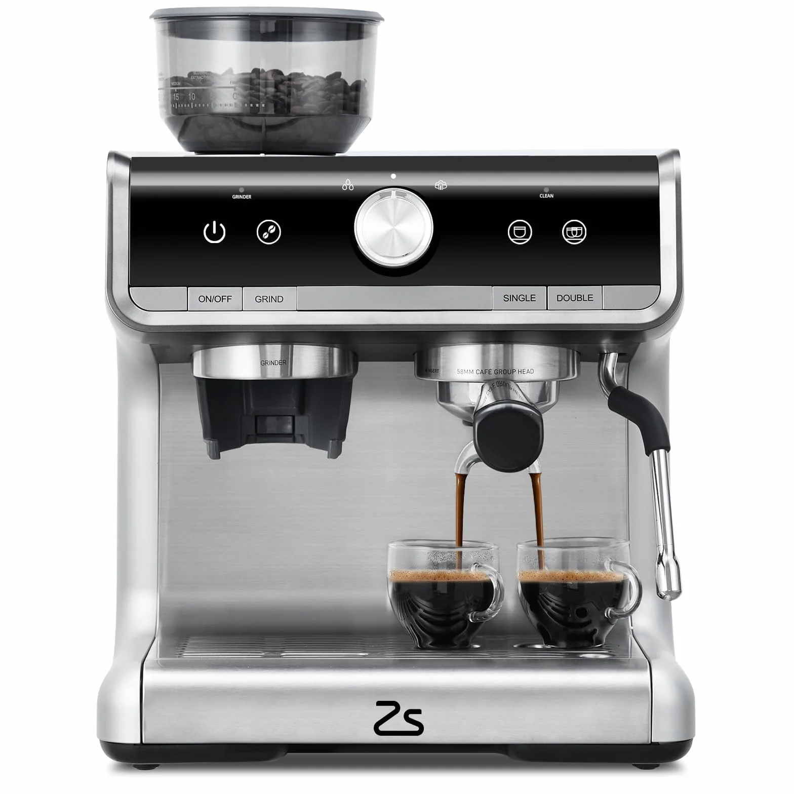 Espresso Machine With Grinder, Barista Express Espresso Machine | 20 Bar Expresso Coffee Machines with Milk Frother Steam Wand, Cappuccino & Latte Machine for Home, Silver