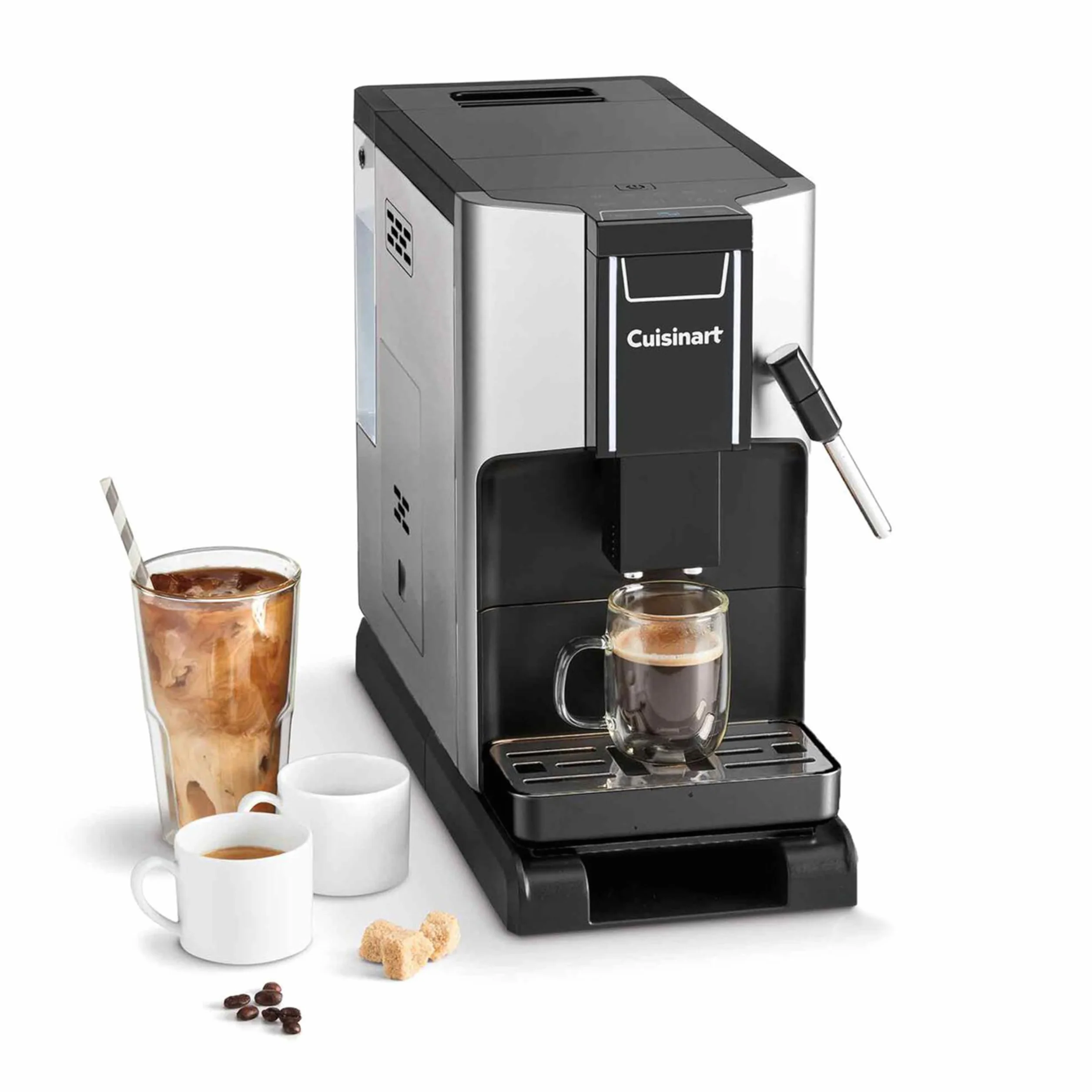 Espresso Bar Fully Automatic Espresso Machine, Makes Hot or Cold Cafe-Quality Cappuccino, Lattes, Americanos and Cold Extracted Espresso, Steam/Frothing Wand for Milk-Based Drinks, EM-550