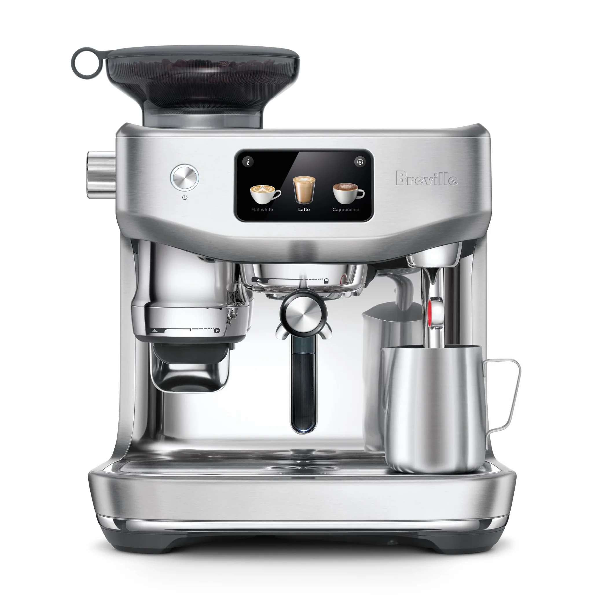 Espresso Machine, Brushed Stainless Steel | Automatically brew barista-quality lattes, cappuccinos and cold brew at home with this coffee maker with built-in grinder