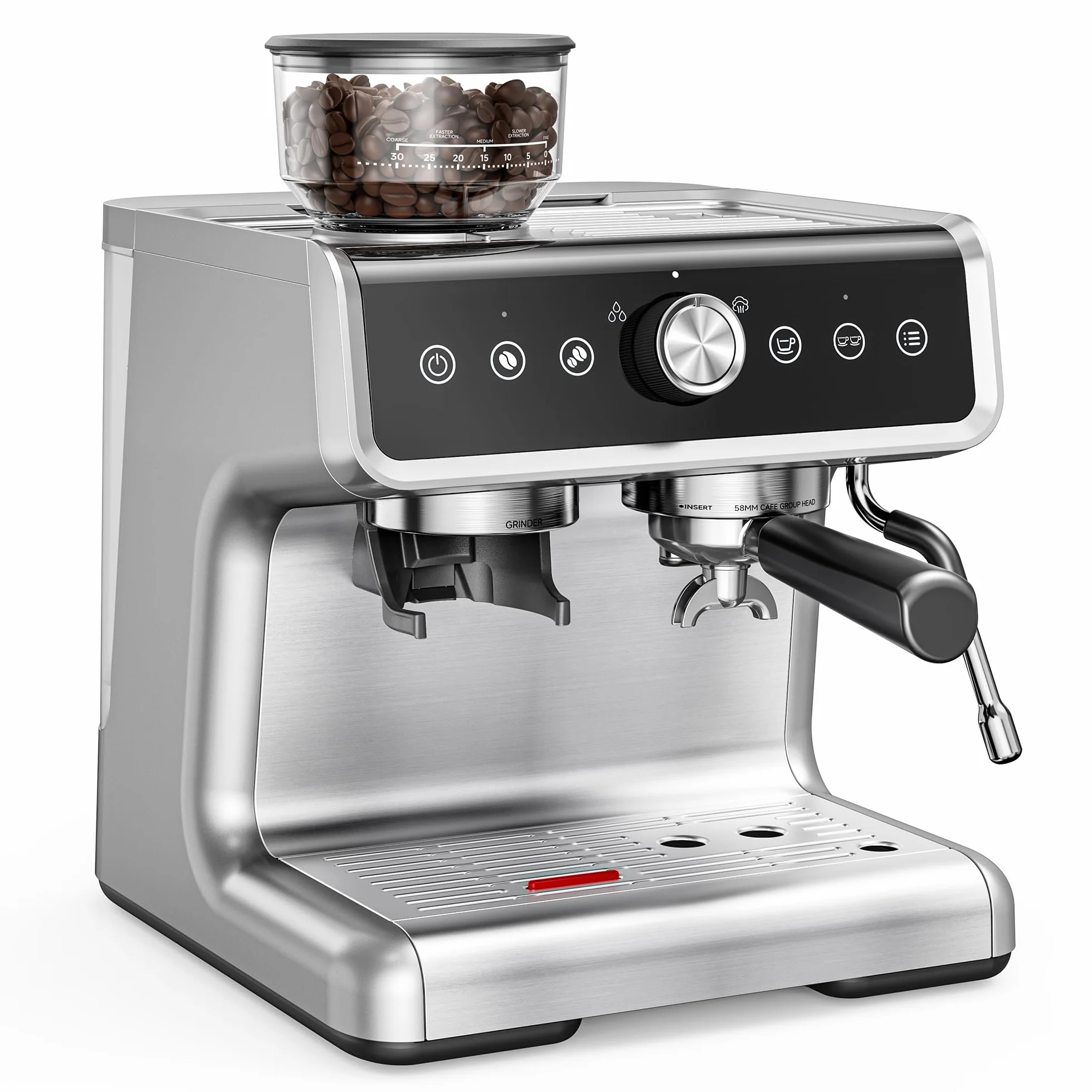 Espresso Machine with Grinder, 20 Bar Coffee Maker with Milk Frother Steam Wand, Professional Expresso Coffee Machines with Removable Water Tank, Latte & Cappuccino Machine for Home Barista