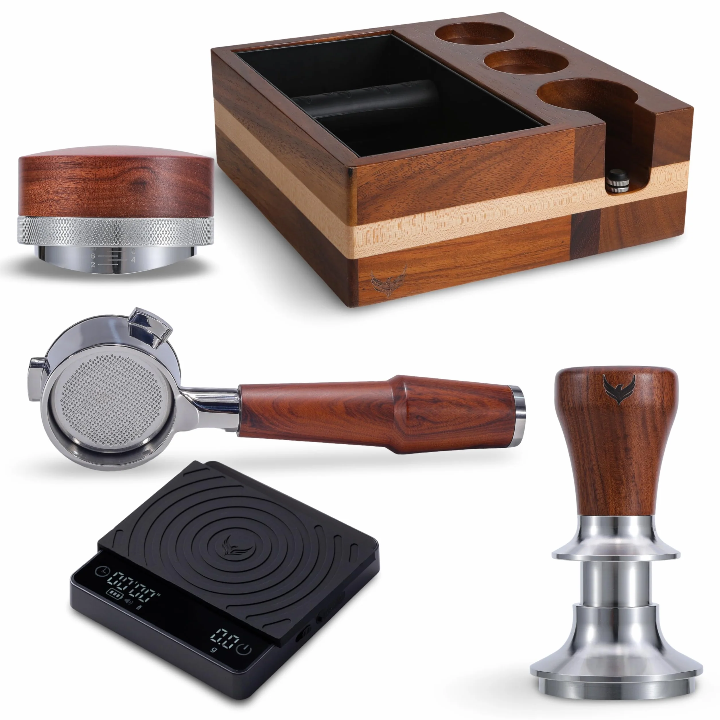 Barista Express Accessories Kit with Knock Box Station, Tamper & Distributor, Naked Portafilter and Digital Espresso Scale