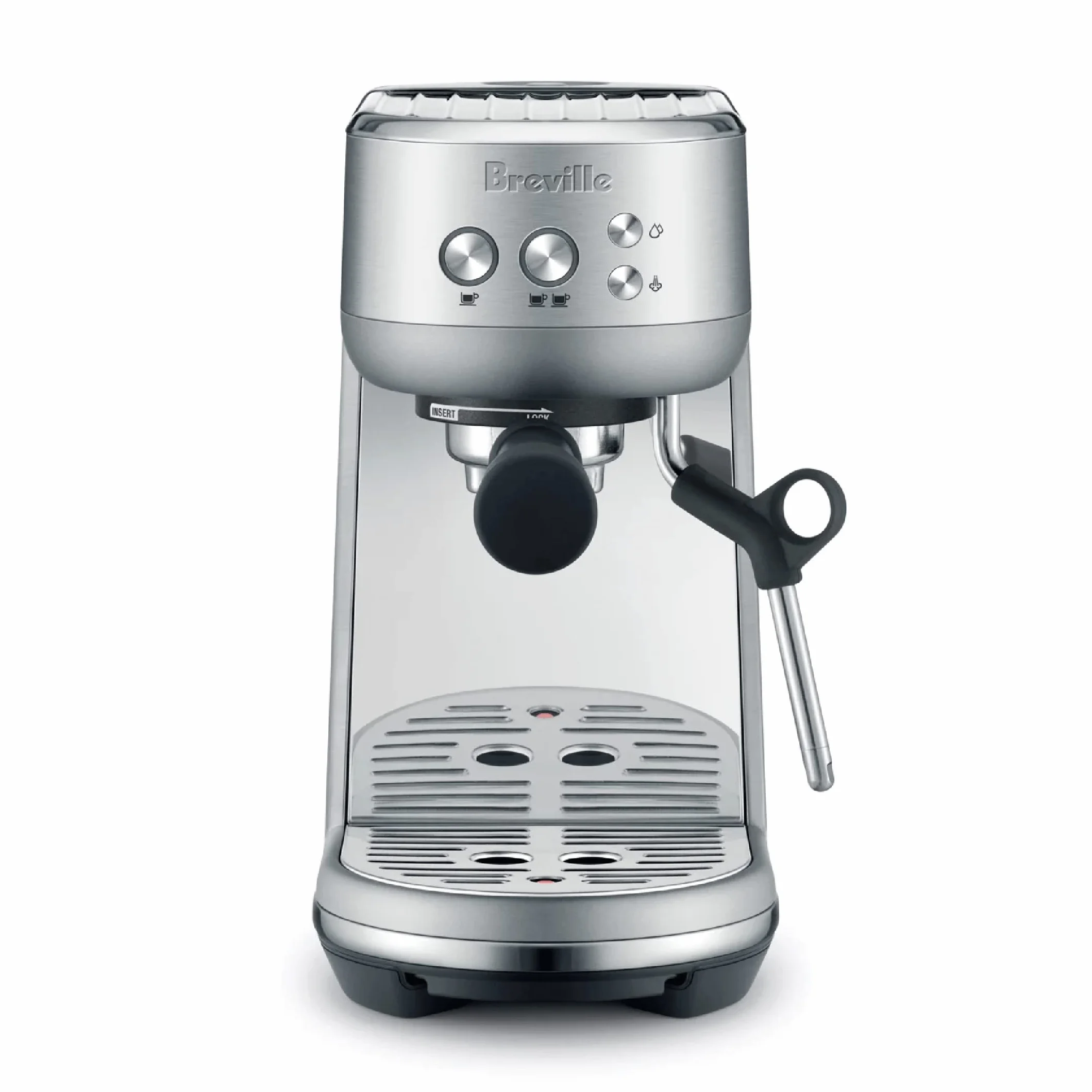 BES450BSS Bambino Espresso Machine, Brushed Stainless Steel | Make café-quality espresso, lattes and cappuccinos at home with this compact, manual coffee maker | Beginner-friendly