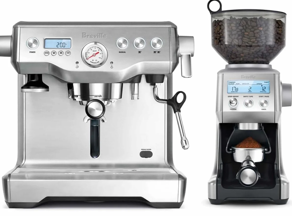 Dynamic Duo Dual Boiler Espresso Machine and Smart Grinder Pro Package, Stainless Steel - BEP920BSS