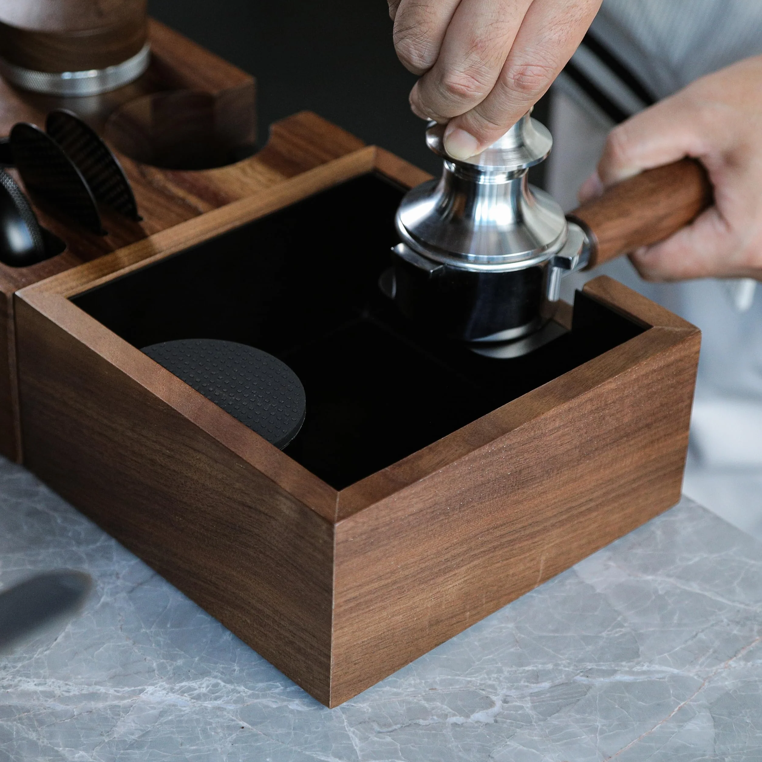 54mm Espresso Machine Accessories Kit Bottomless Portafilter, Calibrated Tamper, Coffee Distributor, Knock Box and Tamping Station