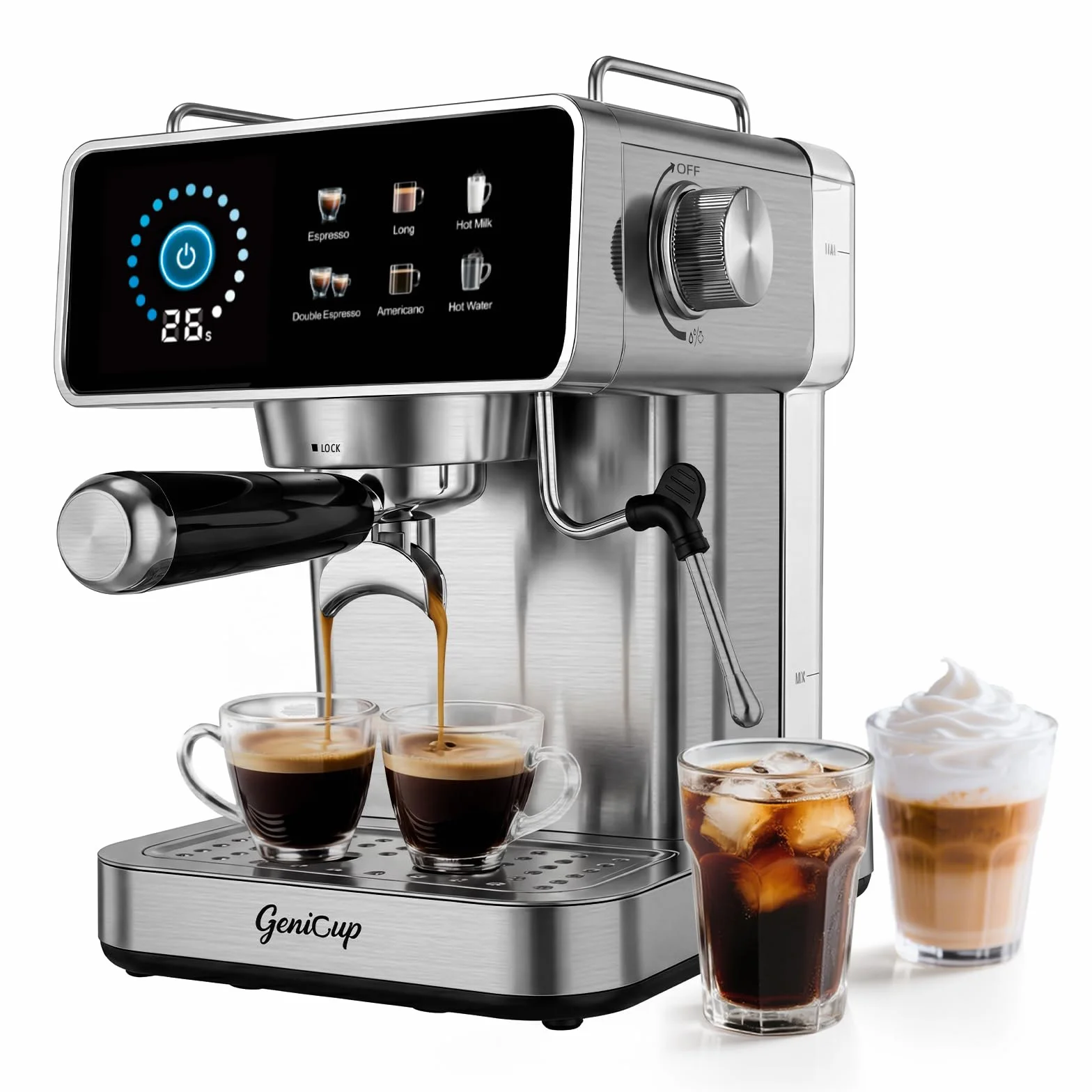 Touchscreen Espresso Machines with Timer, 51oz Water Tank, 20 Bar | Expresso Coffee Machines Professional Stainless Steel Coffee Maker for Latte Americano, Cappuccino Machine for Home Office