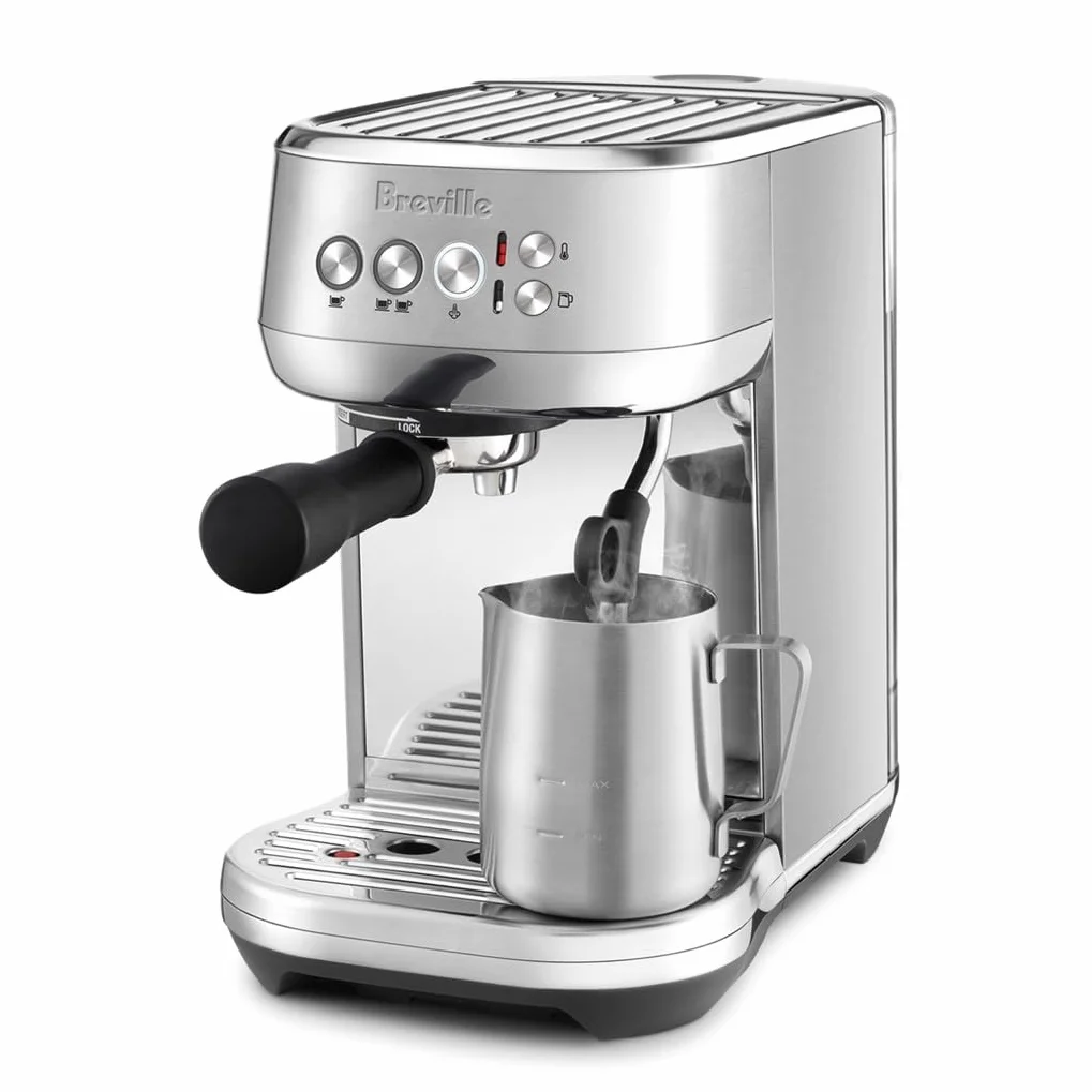 Bambino Plus Espresso Machine, Brushed Stainless Steel | Make café-quality espresso, lattes and cappuccinos at home with this compact, semi-automatic coffee maker for home baristas