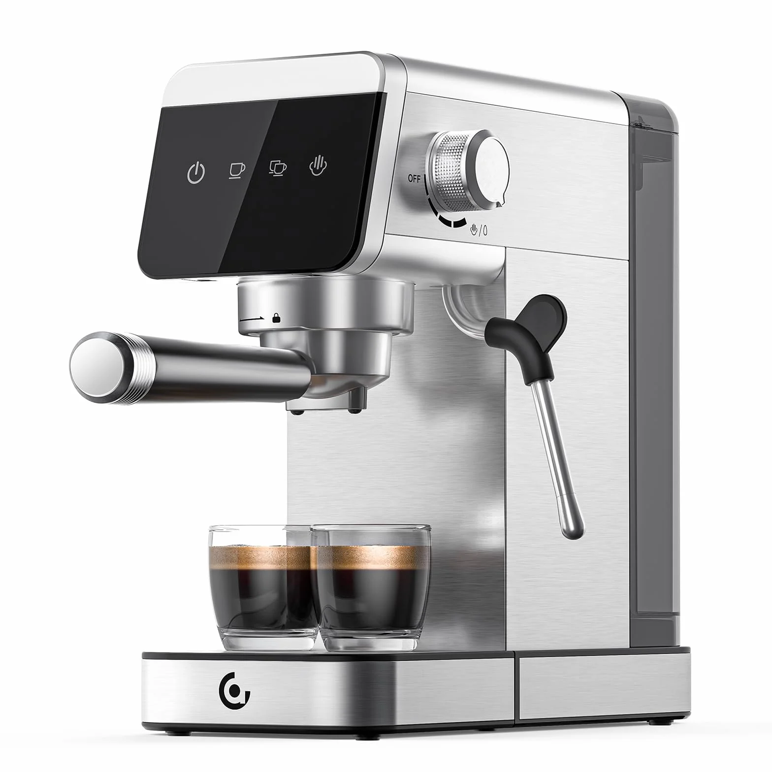 20 Bar Compact Home Espresso Coffee Machine, Silver | LED Touch Screen, Auto Milk Frother, Stainless Steel Body, Makes Latte & Cappuccino, Ideal for Coffee Beginners