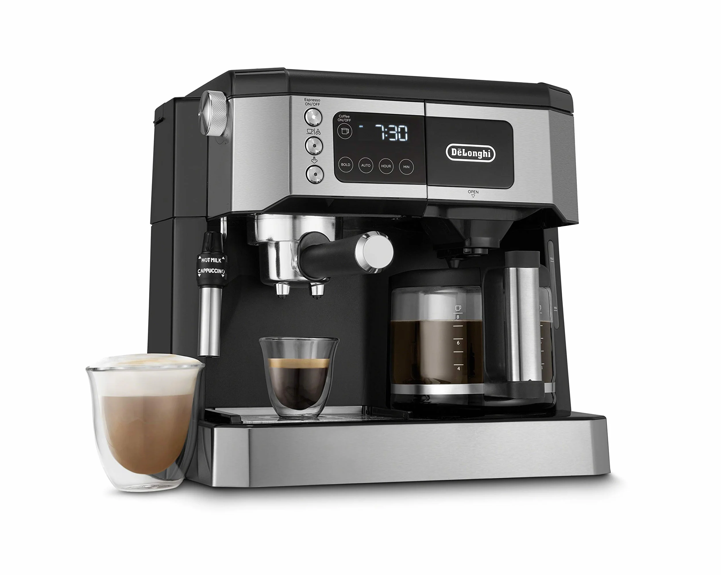 All-in-One Espresso & Coffee Maker, 10-Cup Pot, Milk Frother | #1 Worldwide Espresso Machine Maker, Dual Heating System, Milk Frother, 15-Bar Pressure