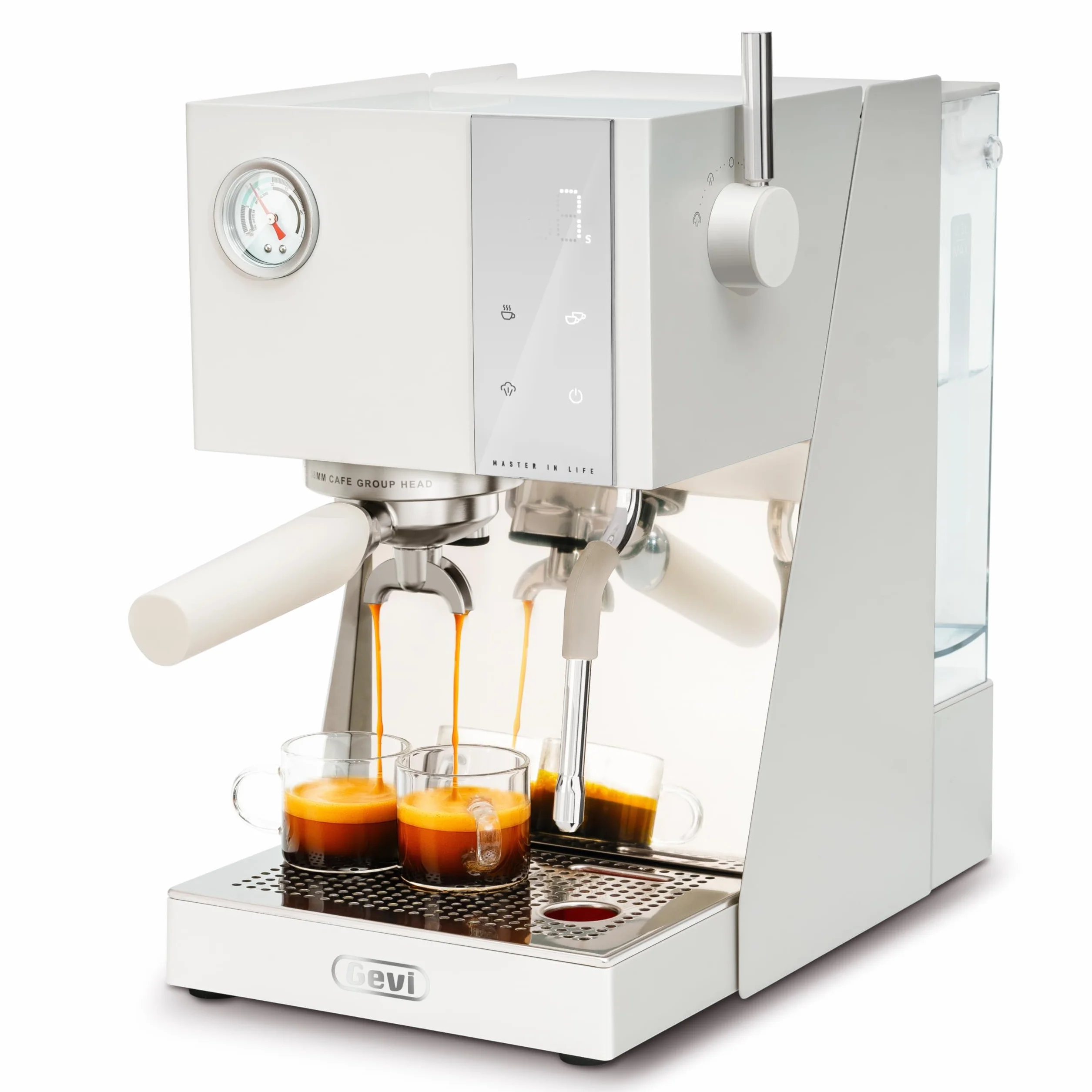 20 Bar Espresso Machine with Professional 58mm Espresso Maker with Milk Frother, Smart Touch Display & PID Temperature Control for Cappuccino, Latte, Great Gift, White
